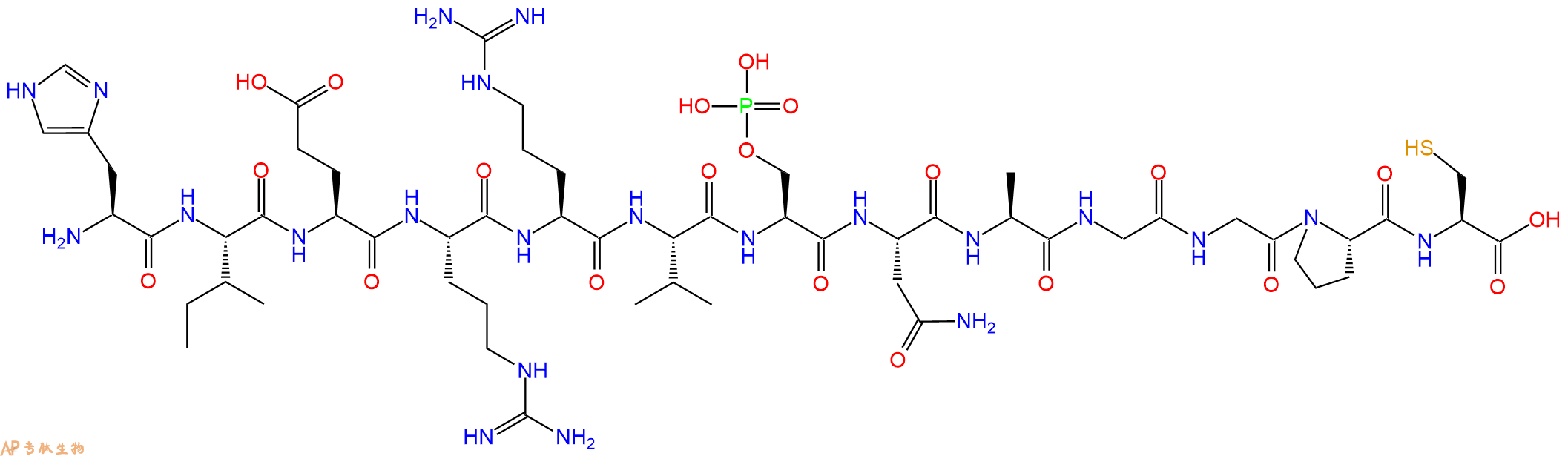 专肽生物产品H2N-His-Ile-Glu-Arg-Arg-Val-Ser(PO3H2)-Asn-Ala-Gly-Gly-Pro-Cys-OH