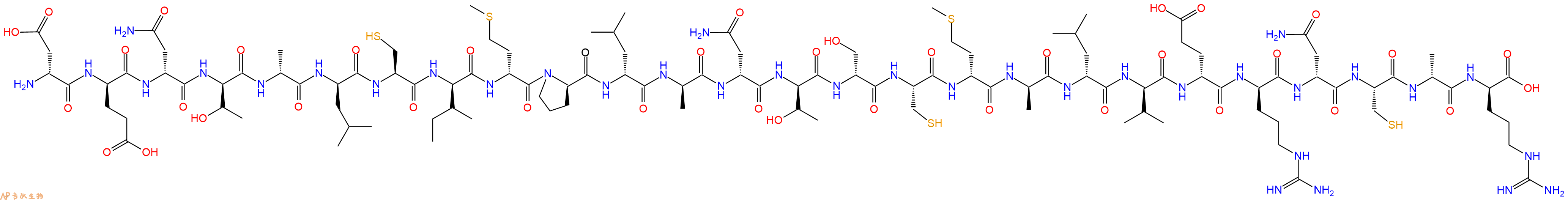 专肽生物产品H2N-DAsp-DGlu-DAsn-DThr-DAla-DLeu-Cys-DIle-DMet-DPro-DLeu-DAla-DAsn-DThr-DSer-Cys-DMet-DAla-DLeu-DVal-DGlu-DArg-DAsn-Cys-DAla-DArg-OH
