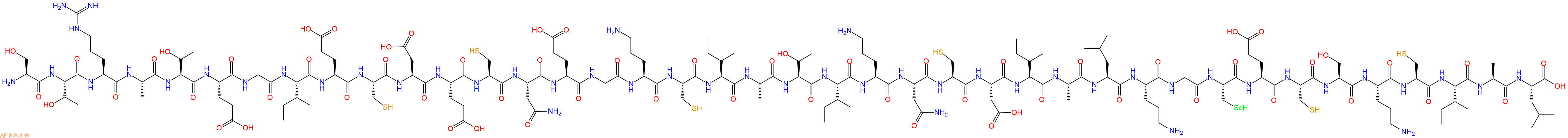 专肽生物产品H2N-Ser-Thr-Arg-Ala-Thr-Glu-Gly-Ile-Glu-Cys-Asp-Glu-Cys-Asn-Glu-Gly-Orn-Cys-Ile-Ala-Thr-Ile-Orn-Asn-Cys-Asp-Ile-Ala-Leu-Orn-Gly-Sec-Glu-Cys-Ser-Orn-Cys-Ile-Ala-Leu-OH