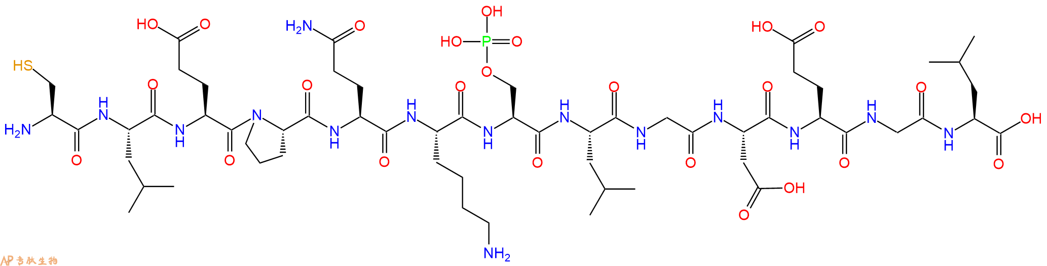 专肽生物产品H2N-Cys-Leu-Glu-Pro-Gln-Lys-Ser(PO3H2)-Leu-Gly-Asp-Glu-Gly-Leu-OH