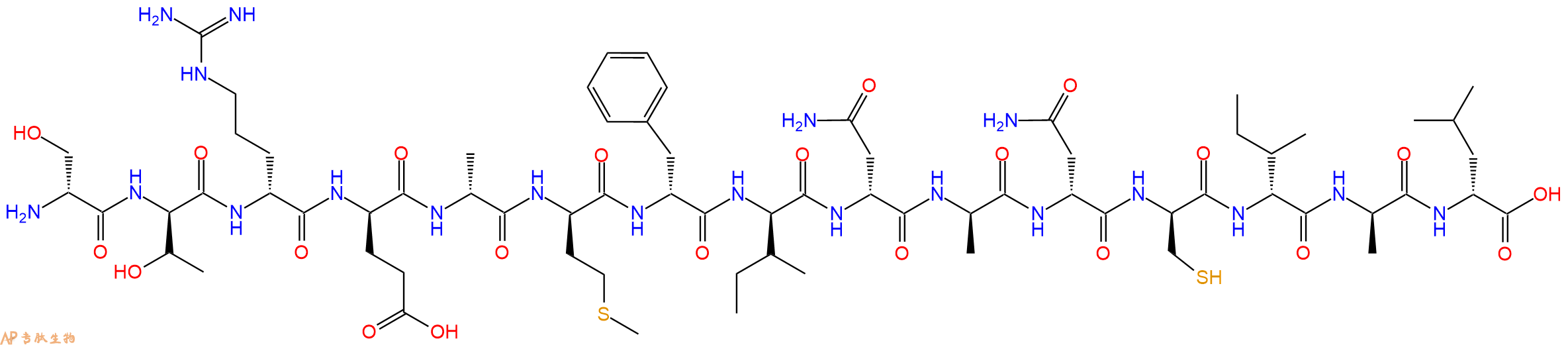 专肽生物产品H2N-DSer-DThr-DArg-DGlu-DAla-DMet-DPhe-DIle-DAsn-DAla-DAsn-DCys-DIle-DAla-DLeu-OH