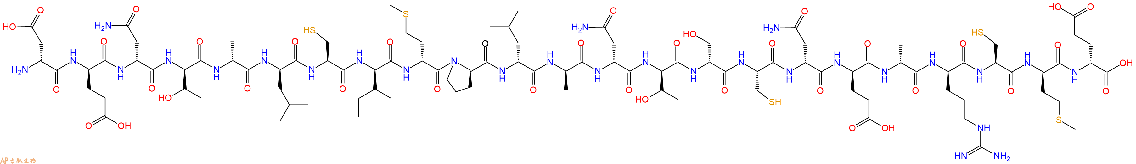 专肽生物产品H2N-DAsp-DGlu-DAsn-DThr-DAla-DLeu-Cys-DIle-DMet-DPro-DLeu-DAla-DAsn-DThr-DSer-Cys-DAsn-DGlu-DAla-DArg-Cys-DMet-DGlu-OH