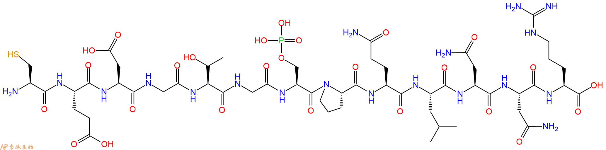 专肽生物产品H2N-Cys-Glu-Asp-Gly-Thr-Gly-Ser(PO3H2)-Pro-Gln-Leu-Asn-Asn-Arg-OH