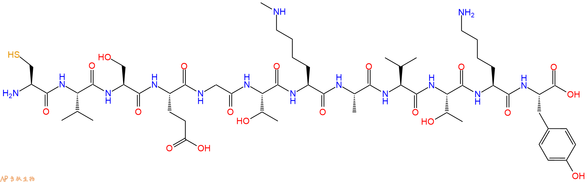 专肽生物产品H2N-Cys-Val-Ser-Glu-Gly-Thr-Lys(Me)-Ala-Val-Thr-Lys-Tyr-OH