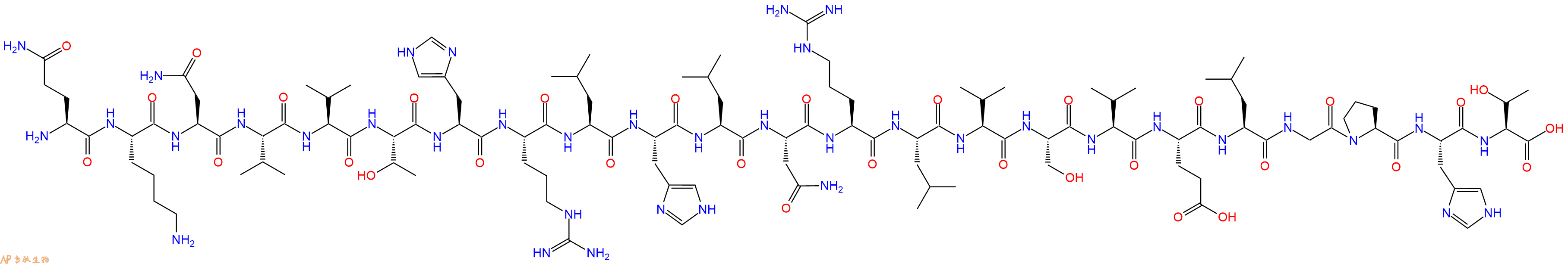 专肽生物产品H2N-Gln-Lys-Asn-Val-Val-Thr-His-Arg-Leu-His-Leu-Asn-Arg-Leu-Val-Ser-Val-Glu-Leu-Gly-Pro-His-Thr-OH
