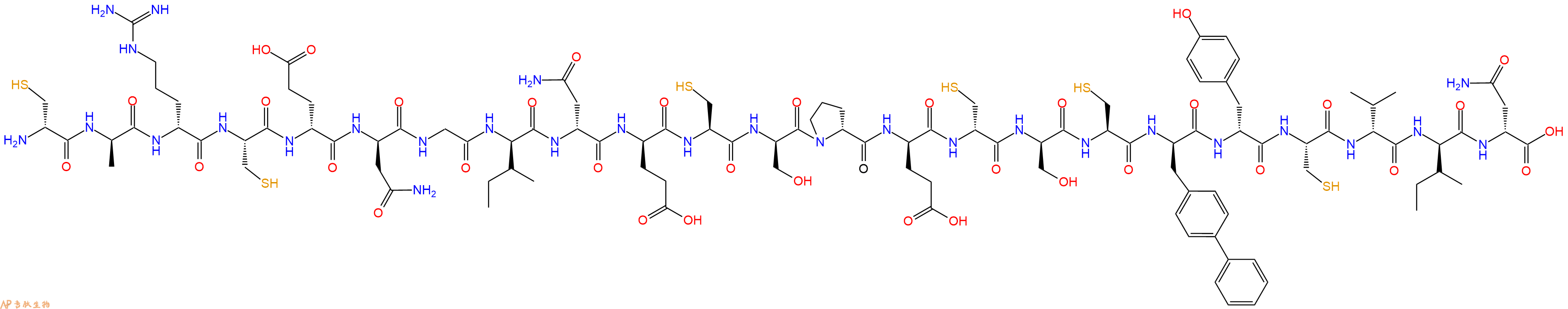 专肽生物产品H2N-DCys-DAla-DArg-Cys-DGlu-DAsn-Gly-DIle-DAsn-DGlu-Cys-DSer-DPro-DGlu-DCys-DSer-Cys-DBip-DTyr-Cys-DVal-DIle-DAsn-OH
