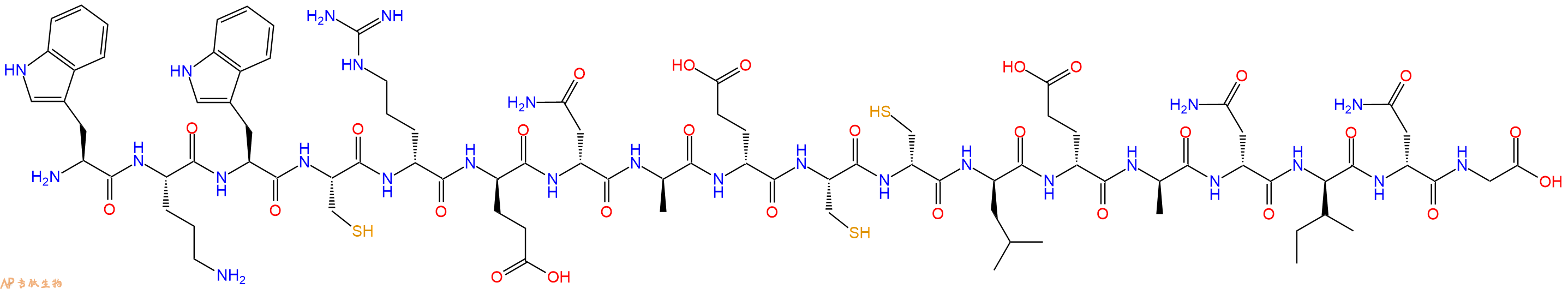 专肽生物产品H2N-Trp-Orn-Trp-Cys-DArg-DGlu-DAsn-DAla-DGlu-Cys-DCys-DLeu-DGlu-DAla-DAsn-DIle-DAsn-Gly-OH