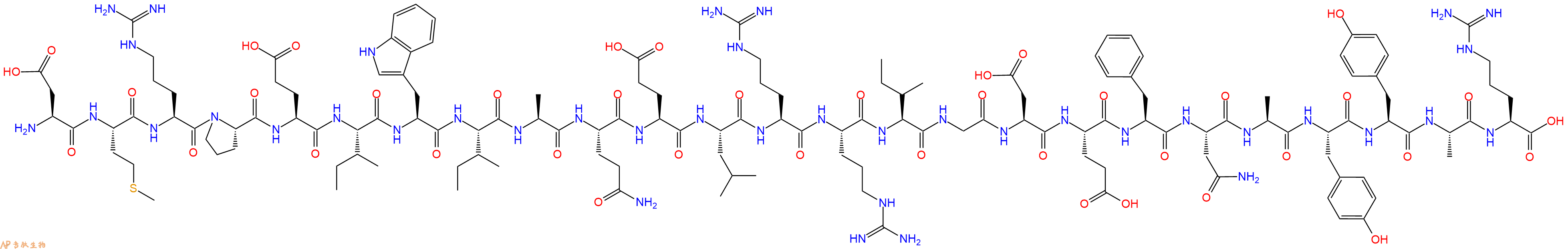 专肽生物产品H2N-Asp-Met-Arg-Pro-Glu-Ile-Trp-Ile-Ala-Gln-Glu-Leu-Arg-Arg-Ile-Gly-Asp-Glu-Phe-Asn-Ala-Tyr-Tyr-Ala-Arg-OH