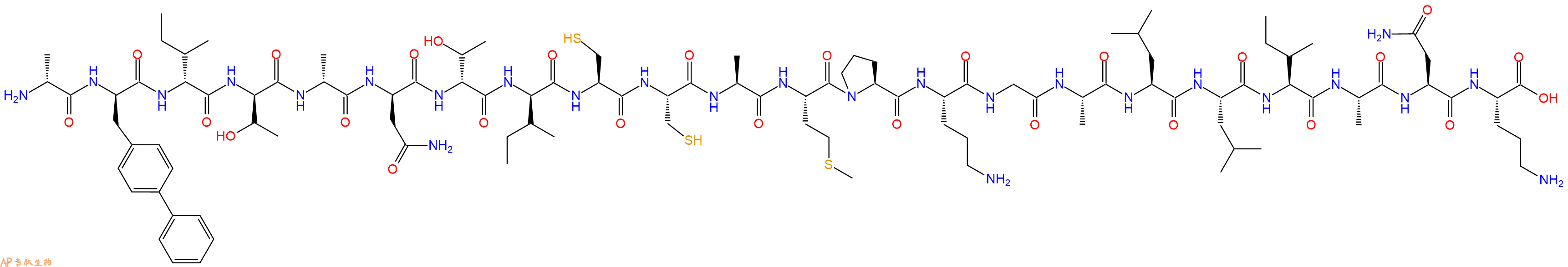 专肽生物产品H2N-DAla-DBip-DIle-DThr-DAla-DAsn-DThr-DIle-Cys-Cys-Ala-Met-Pro-Orn-Gly-Ala-Leu-Leu-Ile-Ala-Asn-Orn-OH