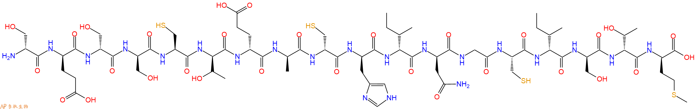 专肽生物产品H2N-DSer-DGlu-DSer-DSer-Cys-DThr-DGlu-DAla-DCys-DHis-DIle-DAsn-Gly-Cys-DIle-DSer-DThr-DMet-OH