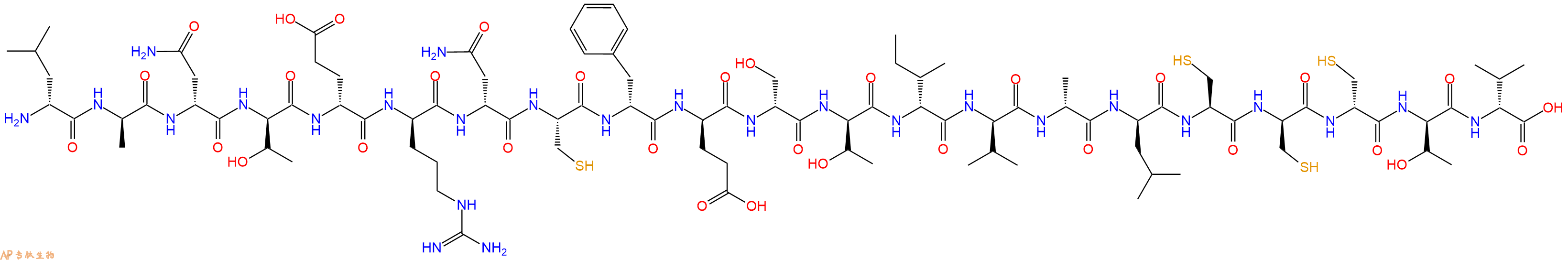 专肽生物产品H2N-DLeu-DAla-DAsn-DThr-DGlu-DArg-DAsn-Cys-DPhe-DGlu-DSer-DThr-DIle-DVal-DAla-DLeu-Cys-DCys-DCys-DThr-DVal-OH