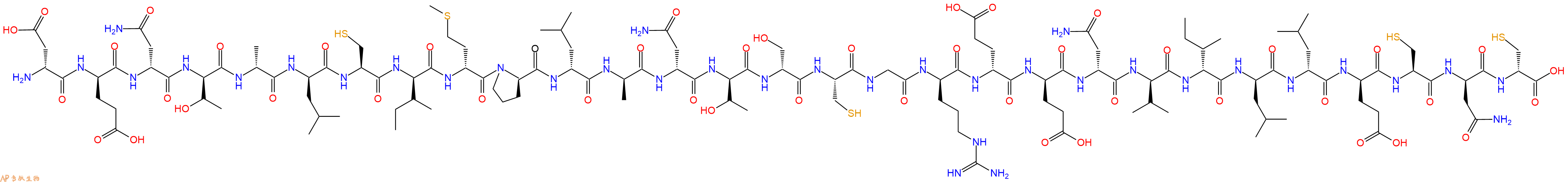专肽生物产品H2N-DAsp-DGlu-DAsn-DThr-DAla-DLeu-Cys-DIle-DMet-DPro-DLeu-DAla-DAsn-DThr-DSer-Cys-Gly-DArg-DGlu-DGlu-DAsn-DVal-DIle-DLeu-DLeu-DGlu-Cys-DAsn-DCys-OH