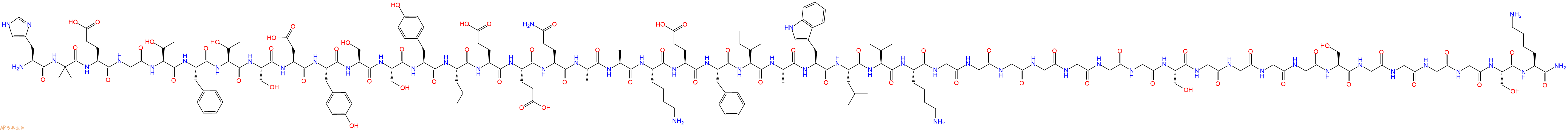 专肽生物产品H2N-His-Aib-Glu-Gly-Thr-Phe-Thr-Ser-Asp-Tyr-Ser-Ser-Tyr-Leu-Glu-Glu-Gln-Ala-Ala-Lys-Glu-Phe-Ile-Ala-Trp-Leu-Val-Lys-Gly-Gly-Gly-Gly-Gly-Gly-Gly-Ser-Gly-Gly-Gly-Gly-Ser-Gly-Gly-Gly-Gly-Ser-Lys-CONH2