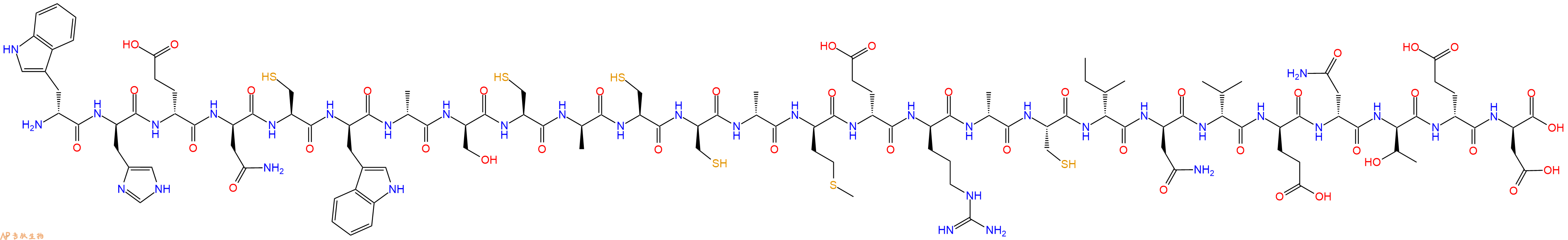 专肽生物产品H2N-DTrp-DHis-DGlu-DAsn-Cys-DTrp-DAla-DSer-Cys-DAla-Cys-DCys-DAla-DMet-DGlu-DArg-DAla-Cys-DIle-DAsn-DVal-DGlu-DAsn-DThr-DGlu-DAsp-OH