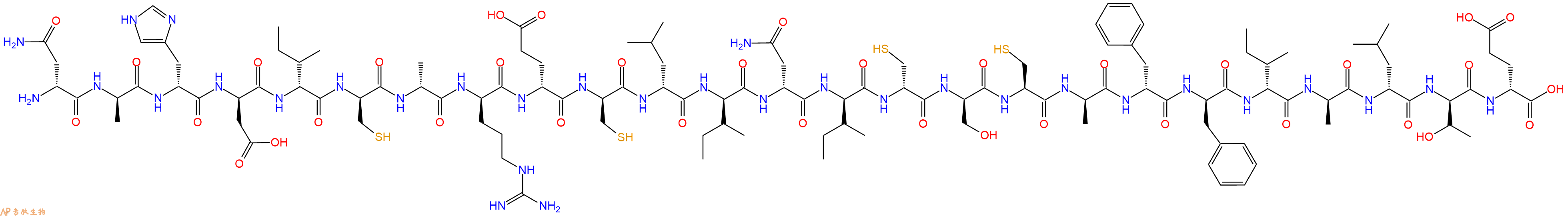专肽生物产品H2N-DAsn-DAla-DHis-DAsp-DIle-DCys-DAla-DArg-DGlu-DCys-DLeu-DIle-DAsn-DIle-DCys-DSer-Cys-DAla-DPhe-DPhe-DIle-DAla-DLeu-DThr-DGlu-OH