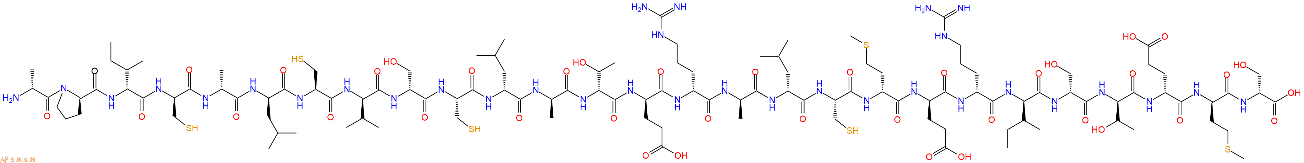 专肽生物产品H2N-DAla-DPro-DIle-DCys-DAla-DLeu-Cys-DVal-DSer-Cys-DLeu-DAla-DThr-DGlu-DArg-DAla-DLeu-Cys-DMet-DGlu-DArg-DIle-DSer-DThr-DGlu-DMet-DSer-OH