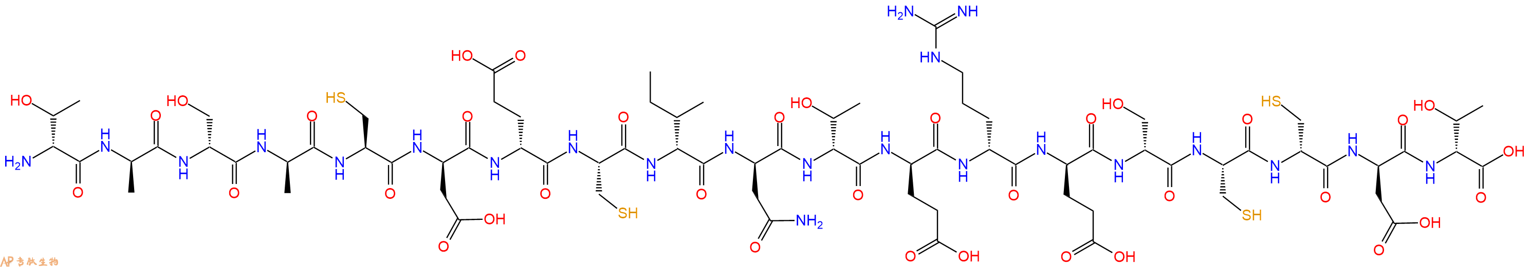 专肽生物产品H2N-DThr-DAla-DSer-DAla-Cys-DAsp-DGlu-Cys-DIle-DAsn-DThr-DGlu-DArg-DGlu-DSer-Cys-DCys-DAsp-DThr-OH