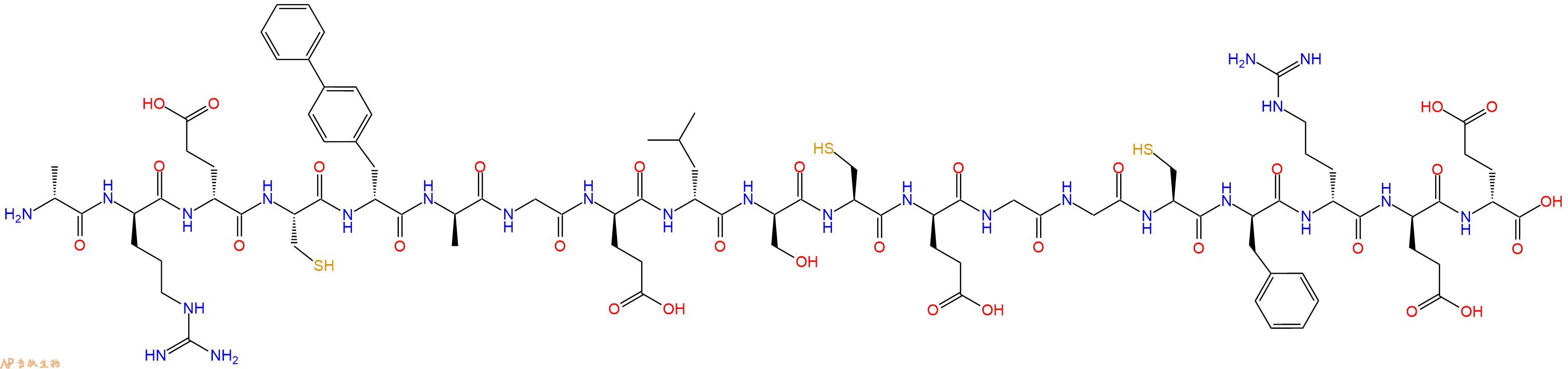专肽生物产品H2N-DAla-DArg-DGlu-Cys-DBip-DAla-Gly-DGlu-DLeu-DSer-Cys-DGlu-Gly-Gly-Cys-DPhe-DArg-DGlu-DGlu-OH