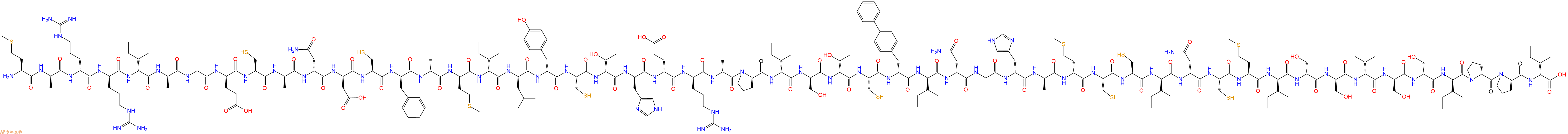 专肽生物产品H2N-Met-DAla-DArg-DArg-DIle-DAla-Gly-DGlu-Cys-DAla-DAsn-DAsp-Cys-DPhe-DAla-DMet-DIle-DLeu-DTyr-Cys-DThr-DHis-DGlu-DArg-DAla-DPro-DIle-DSer-DThr-Cys-DBip-DIle-DAsn-Gly-DHis-DAla-DMet-Cys-Cys-DIle-DAsn-Cys-Met-DIle-DSer-DSer-DIle-DSer-DSer-DIle-DPro-DPro-DIl