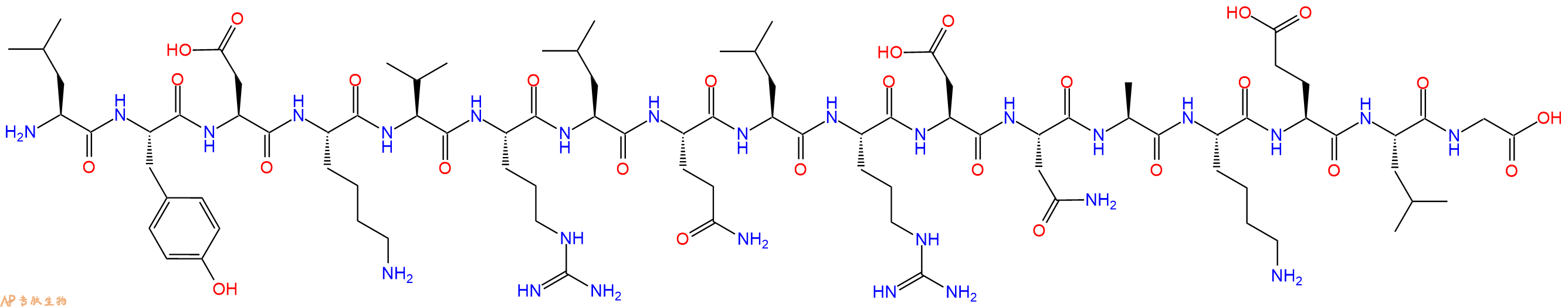 专肽生物产品H2N-Leu-Tyr-Asp-Lys-Val-Arg-Leu-Gln-Leu-Arg-Asp-Asn-Ala-Lys-Glu-Leu-Gly-OH