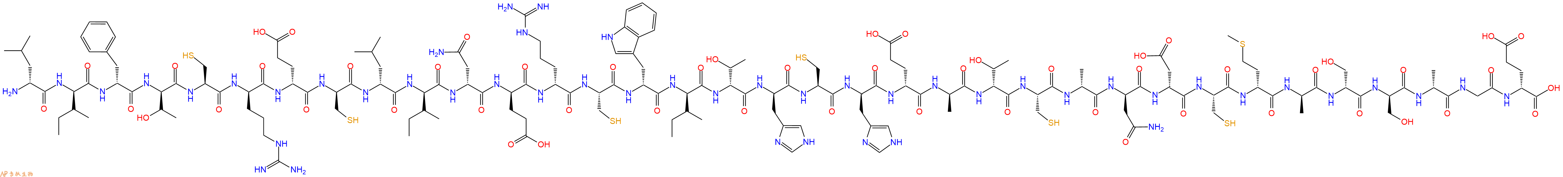 专肽生物产品H2N-DLeu-DIle-DPhe-DThr-Cys-DArg-DGlu-DCys-DLeu-DIle-DAsn-DGlu-DArg-Cys-DTrp-DIle-DThr-DHis-Cys-DHis-DGlu-DAla-DThr-Cys-DAla-DAsn-DAsp-Cys-DMet-DAla-DSer-DSer-DAla-Gly-DGlu-OH