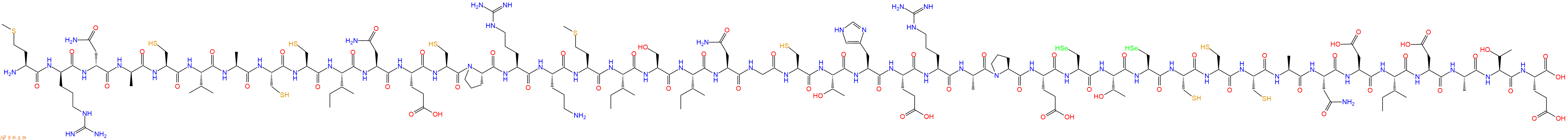 专肽生物产品H2N-Met-DArg-DAsn-DAla-Cys-Val-Ala-Cys-Cys-Ile-Asn-Glu-Cys-Pro-Arg-Orn-Met-Ile-Ser-Ile-Asn-Gly-Cys-Thr-His-Glu-Arg-Ala-Pro-Glu-Sec-Thr-Sec-Cys-Cys-Cys-Ala-Asn-Asp-Ile-Asp-Ala-Thr-Glu-OH