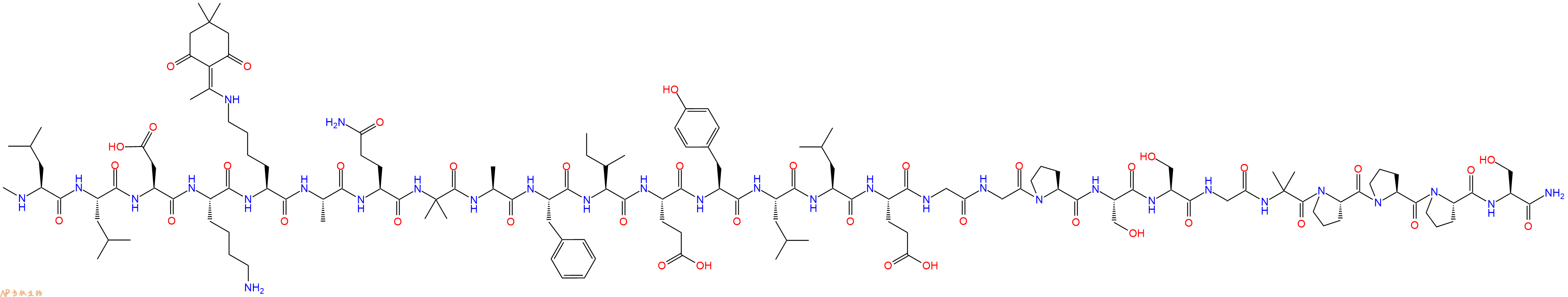 专肽生物产品H2N-(NMe)Leu-Leu-Asp-Lys-Lys(Dde)-Ala-Gln-Aib-Ala-Phe-Ile-Glu-Tyr-Leu-Leu-Glu-Gly-Gly-Pro-Ser-Ser-Gly-Aib-Pro-Pro-Pro-Ser-CONH2