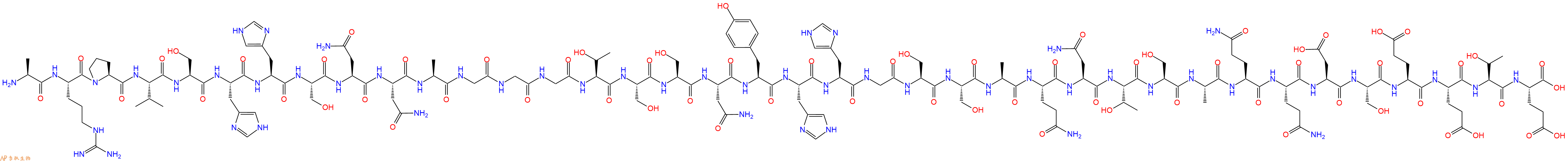 专肽生物产品H2N-Ala-Arg-Pro-Val-Ser-His-His-Ser-Asn-Asn-Ala-Gly-Gly-Gly-Thr-Ser-Ser-Asn-Tyr-His-His-Gly-Ser-Ser-Ala-Gln-Asn-Thr-Ser-Ala-Gln-Gln-Asp-Ser-Glu-Glu-Thr-Glu-OH