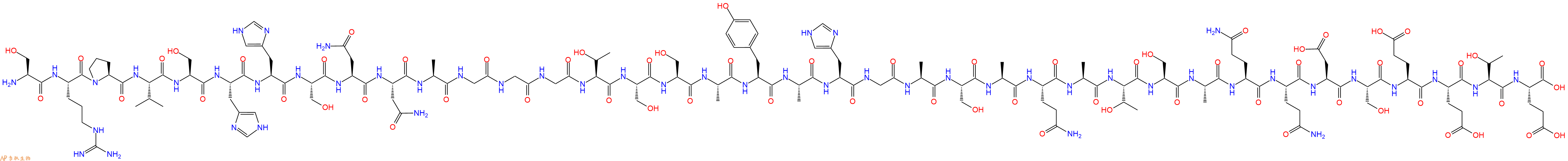 专肽生物产品H2N-Ser-Arg-Pro-Val-Ser-His-His-Ser-Asn-Asn-Ala-Gly-Gly-Gly-Thr-Ser-Ser-Ala-Tyr-Ala-His-Gly-Ala-Ser-Ala-Gln-Ala-Thr-Ser-Ala-Gln-Gln-Asp-Ser-Glu-Glu-Thr-Glu-OH
