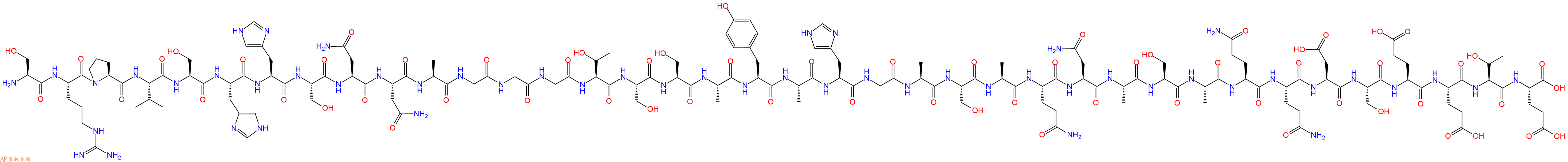 专肽生物产品H2N-Ser-Arg-Pro-Val-Ser-His-His-Ser-Asn-Asn-Ala-Gly-Gly-Gly-Thr-Ser-Ser-Ala-Tyr-Ala-His-Gly-Ala-Ser-Ala-Gln-Asn-Ala-Ser-Ala-Gln-Gln-Asp-Ser-Glu-Glu-Thr-Glu-OH