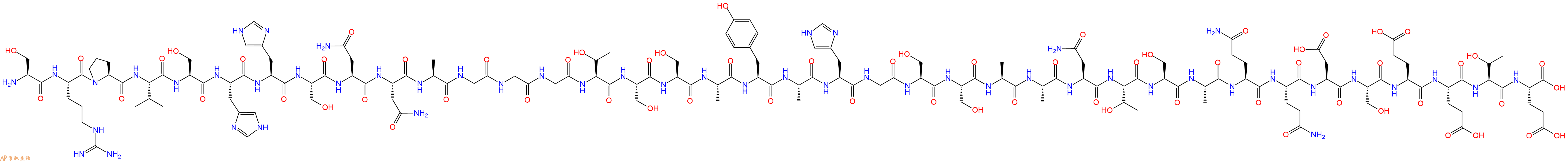 专肽生物产品H2N-Ser-Arg-Pro-Val-Ser-His-His-Ser-Asn-Asn-Ala-Gly-Gly-Gly-Thr-Ser-Ser-Ala-Tyr-Ala-His-Gly-Ser-Ser-Ala-Ala-Asn-Thr-Ser-Ala-Gln-Gln-Asp-Ser-Glu-Glu-Thr-Glu-OH