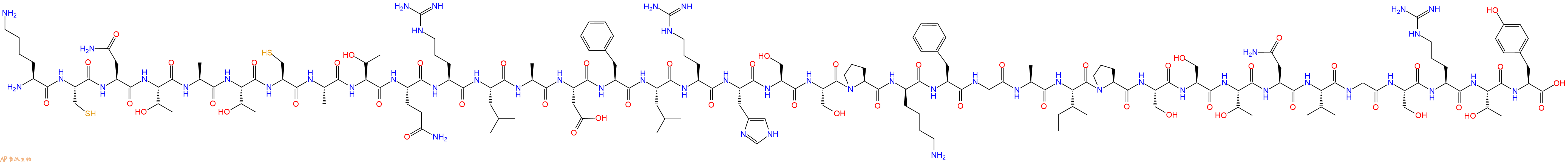 专肽生物产品H2N-Lys-Cys-Asn-Thr-Ala-Thr-Cys-Ala-Thr-Gln-Arg-Leu-Ala-Asp-Phe-Leu-Arg-His-Ser-Ser-Pro-DLys-Phe-Gly-Ala-Ile-Pro-Ser-Ser-Thr-Asn-Val-Gly-Ser-Arg-Thr-Tyr-OH