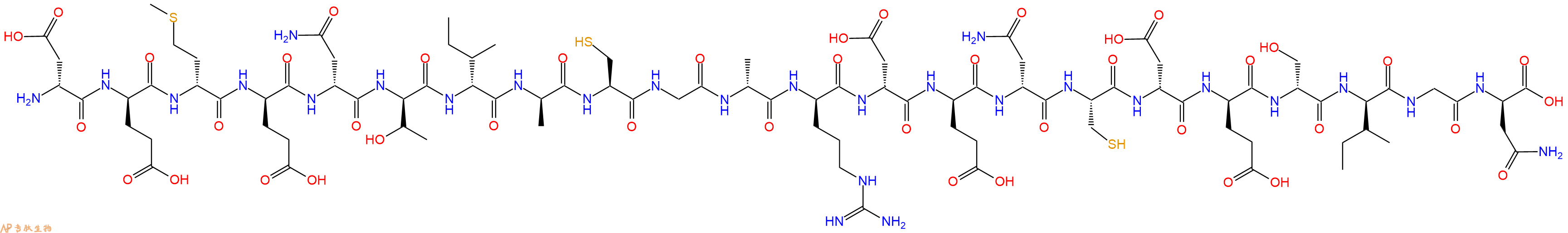 专肽生物产品H2N-DAsp-DGlu-DMet-DGlu-DAsn-DThr-DIle-DAla-Cys-Gly-DAla-DArg-DAsp-DGlu-DAsn-Cys-DAsp-DGlu-DSer-DIle-Gly-DAsn-OH