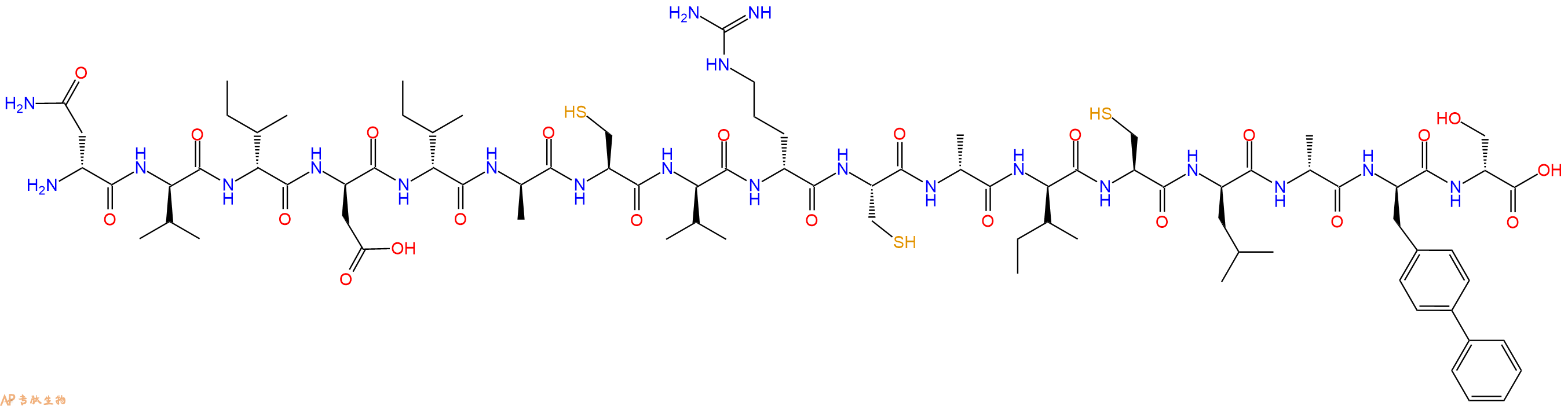 专肽生物产品H2N-DAsn-DVal-DIle-DAsp-DIle-DAla-Cys-DVal-DArg-Cys-DAla-DIle-Cys-DLeu-DAla-DBip-DSer-OH