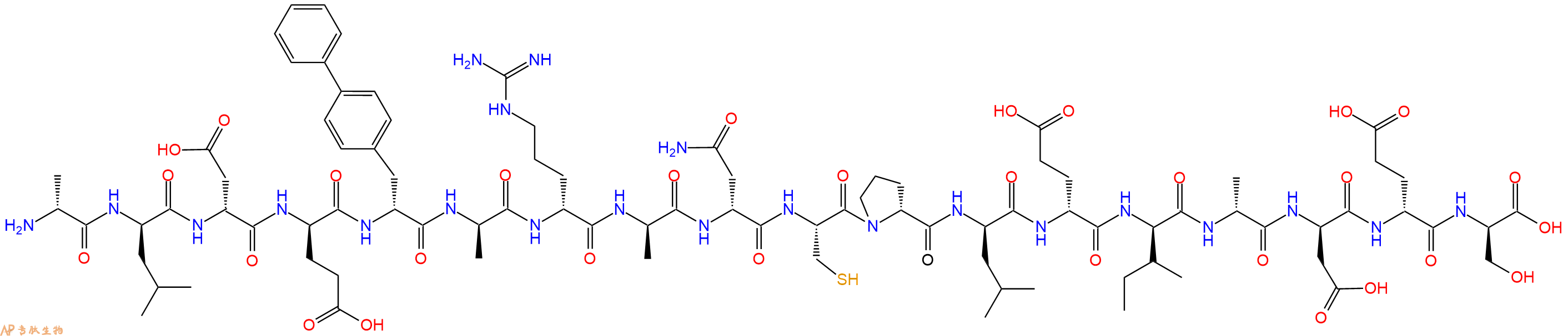 专肽生物产品H2N-DAla-DLeu-DAsp-DGlu-DBip-DAla-DArg-DAla-DAsn-Cys-DPro-DLeu-DGlu-DIle-DAla-DAsp-DGlu-DSer-OH