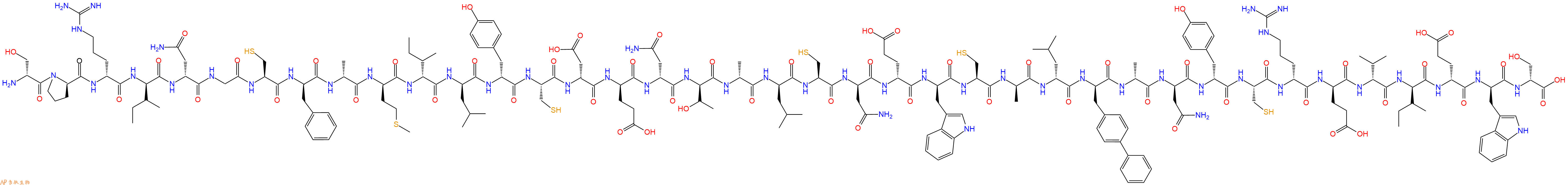 专肽生物产品H2N-DSer-DPro-DArg-DIle-DAsn-Gly-Cys-DPhe-DAla-DMet-DIle-DLeu-DTyr-Cys-DAsp-DGlu-DAsn-DThr-DAla-DLeu-Cys-DAsn-DGlu-DTrp-Cys-DAla-DLeu-DBip-DAla-DAsn-DTyr-Cys-DArg-DGlu-DVal-DIle-DGlu-DTrp-DSer-OH