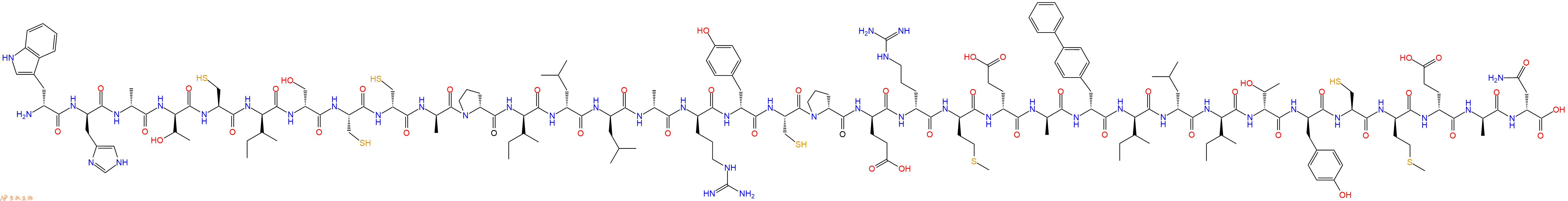 专肽生物产品H2N-DTrp-DHis-DAla-DThr-Cys-DIle-DSer-Cys-DCys-DAla-DPro-DIle-DLeu-DLeu-DAla-DArg-DTyr-Cys-DPro-DGlu-DArg-DMet-DGlu-DAla-DBip-DIle-DLeu-DIle-DThr-DTyr-Cys-DMet-DGlu-DAla-DAsn-OH