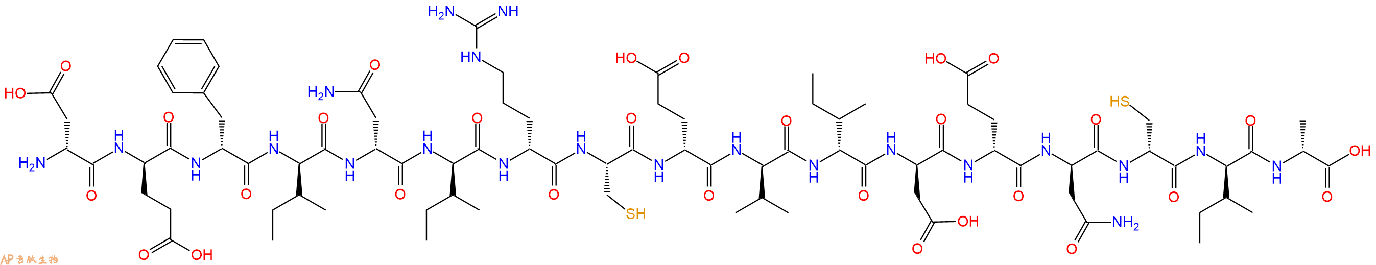 专肽生物产品H2N-DAsp-DGlu-DPhe-DIle-DAsn-DIle-DArg-Cys-DGlu-DVal-DIle-DAsp-DGlu-DAsn-DCys-DIle-DAla-OH