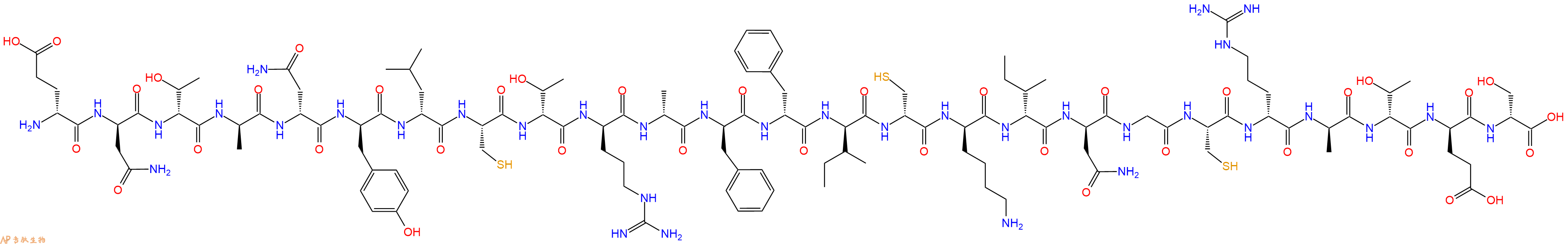 专肽生物产品H2N-DGlu-DAsn-DThr-DAla-DAsn-DTyr-DLeu-Cys-DThr-DArg-DAla-DPhe-DPhe-DIle-DCys-DLys-DIle-DAsn-Gly-Cys-DArg-DAla-DThr-DGlu-DSer-OH