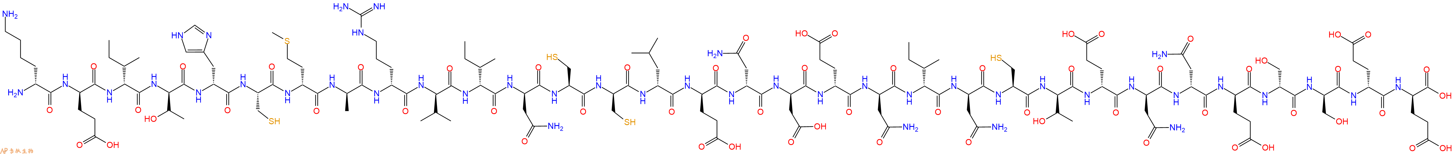 专肽生物产品H2N-DLys-DGlu-DIle-DThr-DHis-Cys-DMet-DAla-DArg-DVal-DIle-DAsn-Cys-DCys-DLeu-DGlu-DAsn-DAsp-DGlu-DAsn-DIle-DAsn-Cys-DThr-DGlu-DAsn-DAsn-DGlu-DSer-DSer-DGlu-DGlu-OH