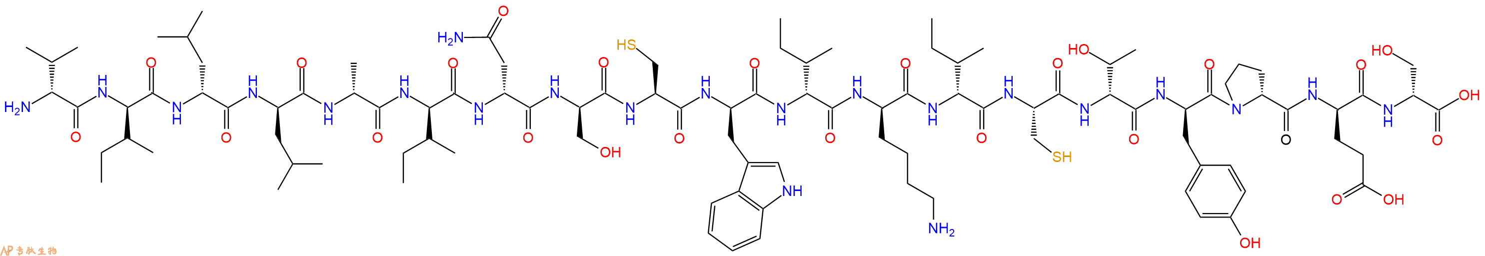 专肽生物产品H2N-DVal-DIle-DLeu-DLeu-DAla-DIle-DAsn-DSer-Cys-DTrp-DIle-DLys-DIle-Cys-DThr-DTyr-DPro-DGlu-DSer-OH