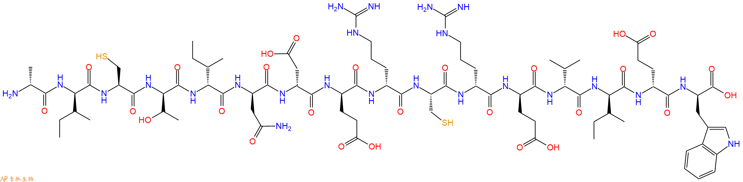 专肽生物产品H2N-DAla-DIle-Cys-DThr-DIle-DAsn-DAsp-DGlu-DArg-Cys-DArg-DGlu-DVal-DIle-DGlu-DTrp-OH