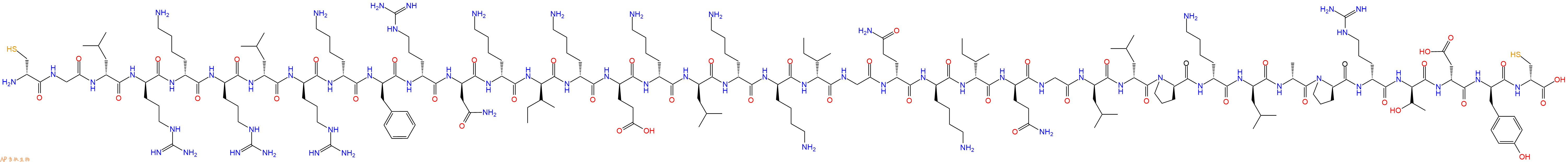 专肽生物产品H2N-DCys-Gly-DLeu-DArg-DLys-DArg-DLeu-DArg-DLys-DPhe-DArg-DAsn-DLys-DIle-DLys-DGlu-DLys-DLeu-DLys-DLys-DIle-Gly-DGln-DLys-DIle-DGln-Gly-DLeu-DLeu-DPro-DLys-DLeu-DAla-DPro-DArg-DThr-DAsp-DTyr-DCys-OH