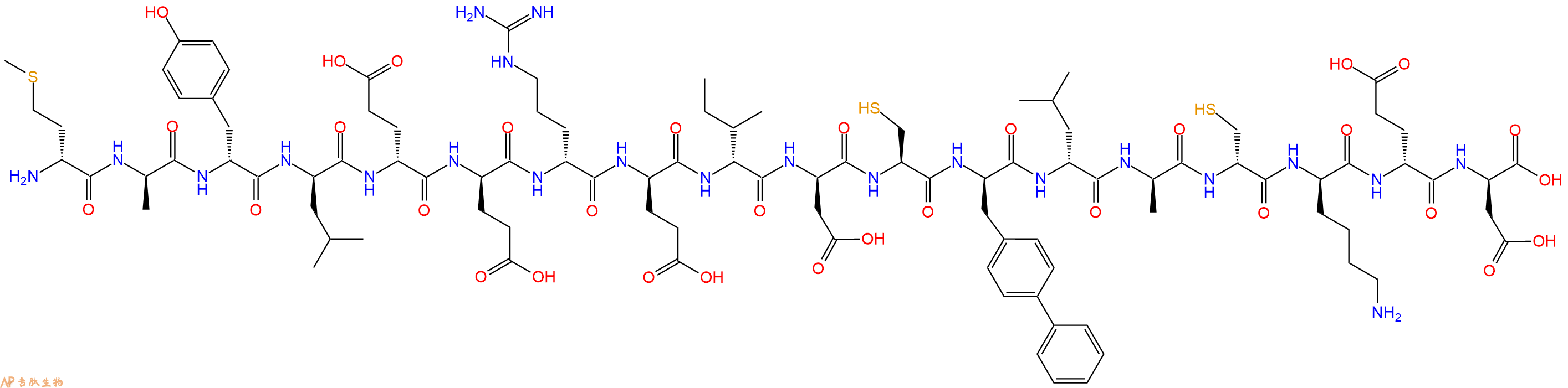 专肽生物产品H2N-DMet-DAla-DTyr-DLeu-DGlu-DGlu-DArg-DGlu-DIle-DAsp-Cys-DBip-DLeu-DAla-DCys-DLys-DGlu-DAsp-OH