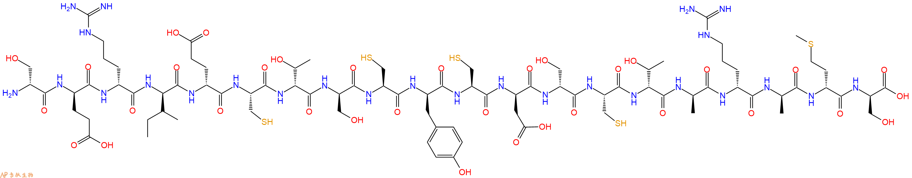 专肽生物产品H2N-DSer-DGlu-DArg-DIle-DGlu-Cys-DThr-DSer-Cys-DTyr-Cys-DAsp-DSer-Cys-DThr-DAla-DArg-DAla-DMet-DSer-OH