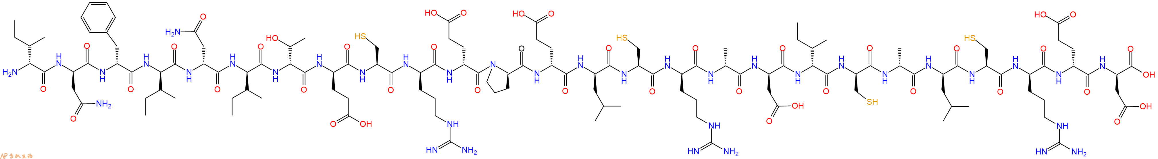 专肽生物产品H2N-DIle-DAsn-DPhe-DIle-DAsn-DIle-DThr-DGlu-Cys-DArg-DGlu-DPro-DGlu-DLeu-Cys-DArg-DAla-DAsp-DIle-DCys-DAla-DLeu-Cys-DArg-DGlu-DAsp-OH