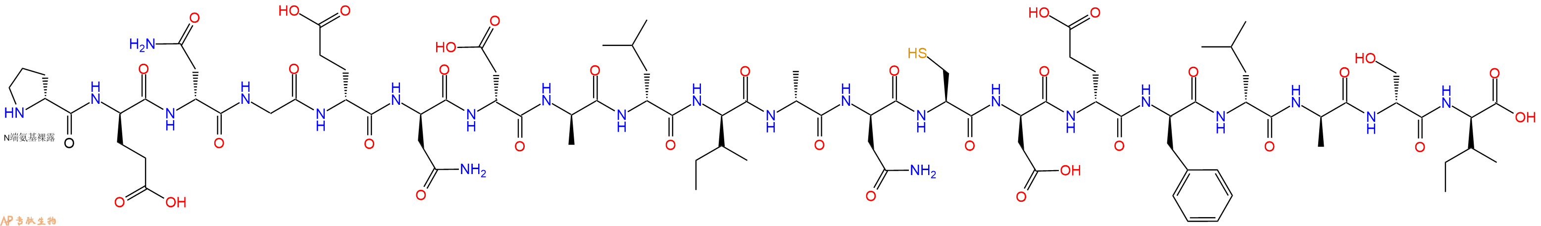 专肽生物产品H2N-DPro-DGlu-DAsn-Gly-DGlu-DAsn-DAsp-DAla-DLeu-DIle-DAla-DAsn-Cys-DAsp-DGlu-DPhe-DLeu-DAla-DSer-DIle-OH