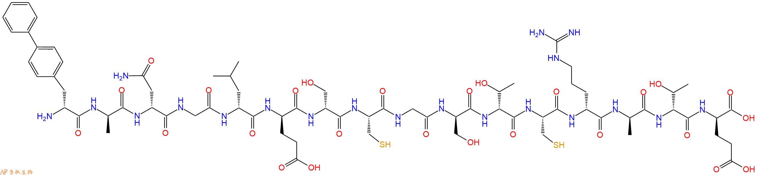 专肽生物产品H2N-DBip-DAla-DAsn-Gly-DLeu-DGlu-DSer-Cys-Gly-DSer-DThr-Cys-DArg-DAla-DThr-DGlu-OH