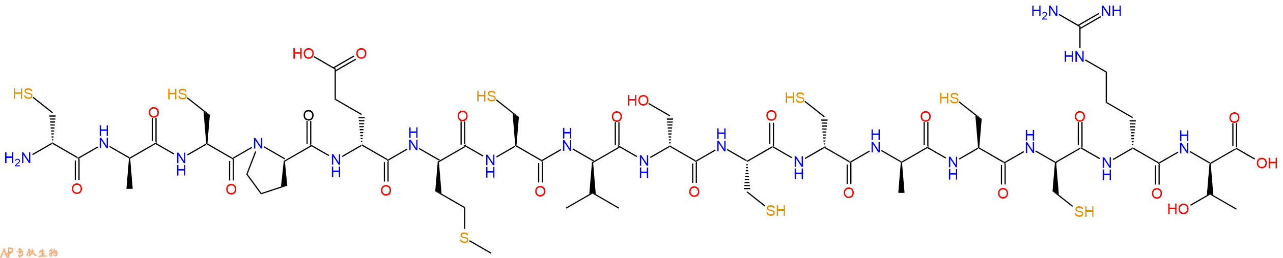 专肽生物产品H2N-DCys-DAla-Cys-DPro-DGlu-DMet-Cys-DVal-DSer-Cys-DCys-DAla-Cys-DCys-DArg-DThr-OH
