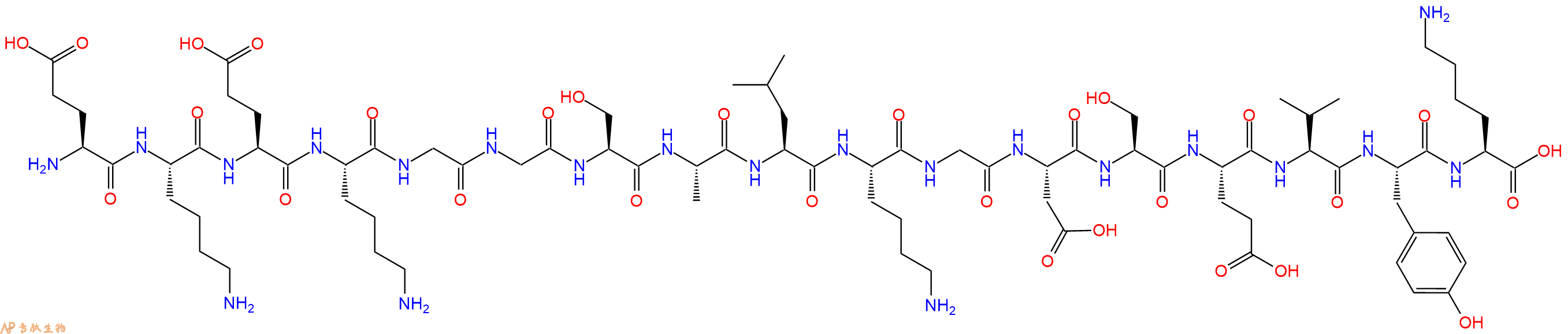 专肽生物产品H2N-Glu-Lys-Glu-Lys-Gly-Gly-Ser-Ala-Leu-Lys-Gly-Asp-Ser-Glu-Val-Tyr-Lys-OH